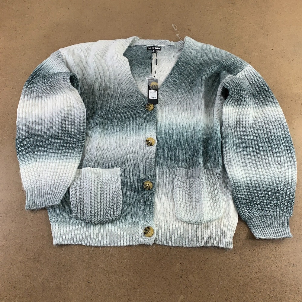 Fashion Nova Women's Large Gray Spacedye Good As Always Cardigan Sweater NWT